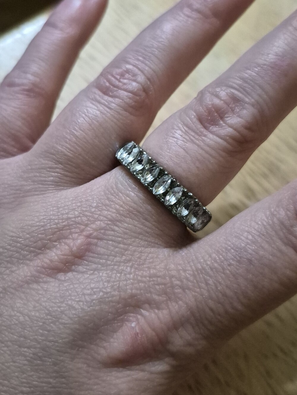 Vintage-Inspired Marquise Oval Cut Multi-Stone Half-Eternity Band Size 8 1/2